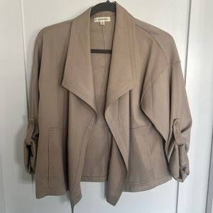 Max Studio Taupe Open-Front Utility Jacket